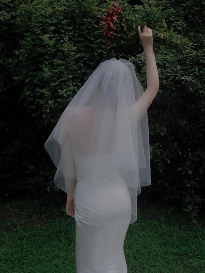 1pc Women Solid Romantic Bridal Veil For Wedding Party Halloween