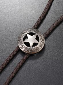 1pc Vintage PU Star Decor Bolo Tie Necklace For Women For Daily Life - Coffee - View 2