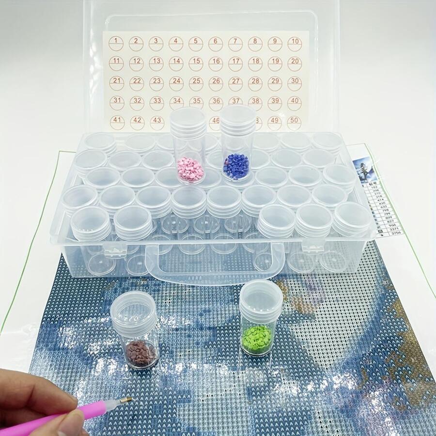 1套塑膠DIY鑽石畫收納極簡透明DIY鑽石畫收納盒 - 無色 - 查看 1