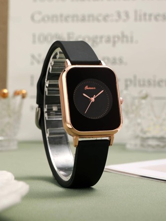 Montre à quartz à pointeur carré minimaliste