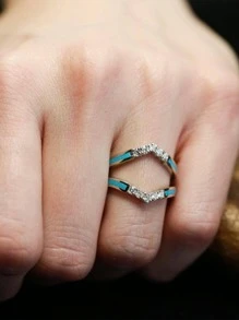 1 Nhẫn Hợp Kim Kẽm Quyến Rũ Đính Đá Cubic Zirconia Trang Trí Cho Nữ Cho Món Quà Kỷ Niệm - Bạc - Xem 5
