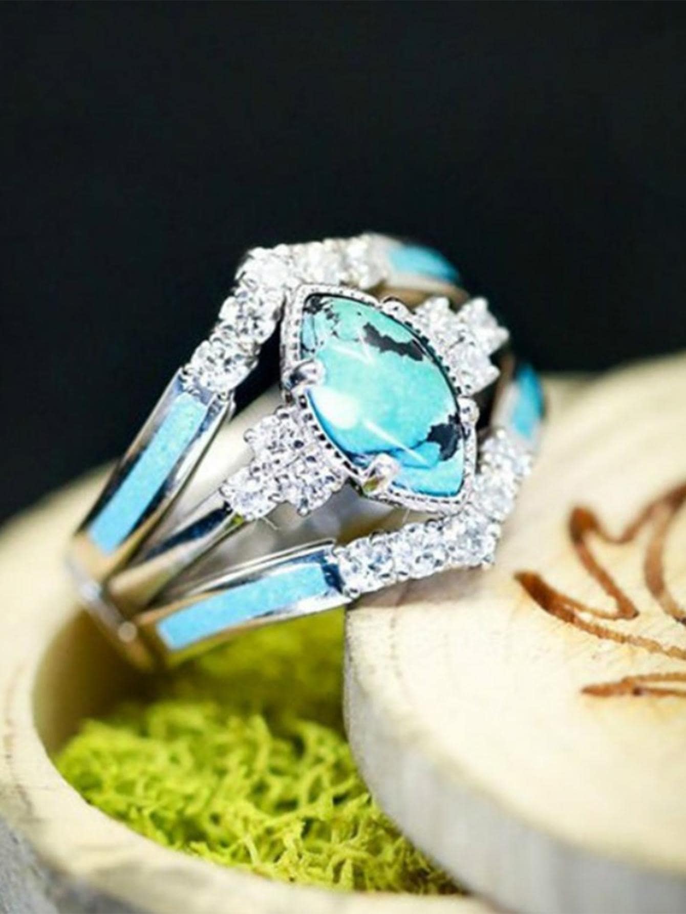 1 Nhẫn Hợp Kim Kẽm Quyến Rũ Đính Đá Cubic Zirconia Trang Trí Cho Nữ Cho Món Quà Kỷ Niệm - Bạc - Xem 1