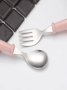 1入組不銹鋼勺子，家用可愛卡通圖案勺子