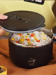 1pc Instant Noodle Bowl With Lid, Large Capacity Draining Rice Box, Tableware, Suitable For Student Dormitory Use, Kitchen, Christmas Gift - Black - View 11