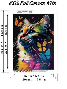 1 Conjunto Pmma Diy Diamante Moderno Padrão De Gato Pintura Diy Diamond Sem Moldura Para Casa