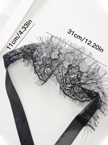 1pc Lace Decor Eye Cover, Modern Flower Detail Eye Cover For Party - Black - View 2