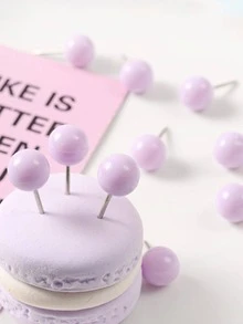 1 Box Softwood Board Push Pins Wall Nails School Drawing Photo Tacks Combination Set, 55x Regular Pin, 10x V-nail, 10x Round Head Nail, For Office Home School Study - Pink - View 4