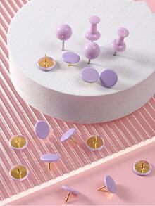 1 Box Softwood Board Push Pins Wall Nails School Drawing Photo Tacks Combination Set, 55x Regular Pin, 10x V-nail, 10x Round Head Nail, For Office Home School Study - Pink - View 9