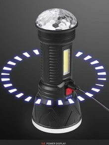 1pc Multifunction Plastic Flashlight, Modern Black Torch For Outdoor - Black - View 7