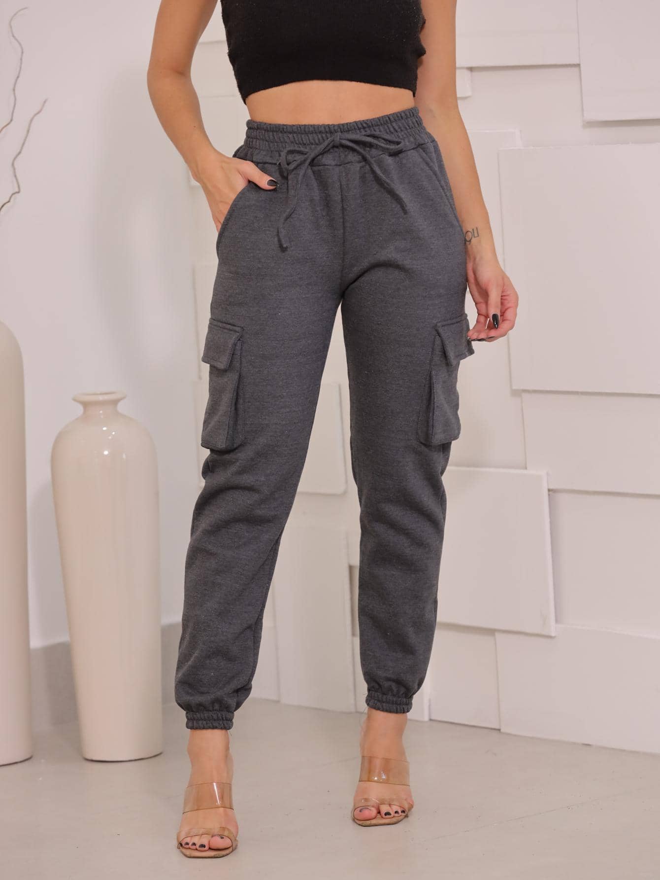 Women Pants - Màu xám đen - Xem 1