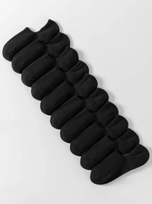 10pairs Women Solid Casual Invisible Socks For Daily Life - Black - View 1
