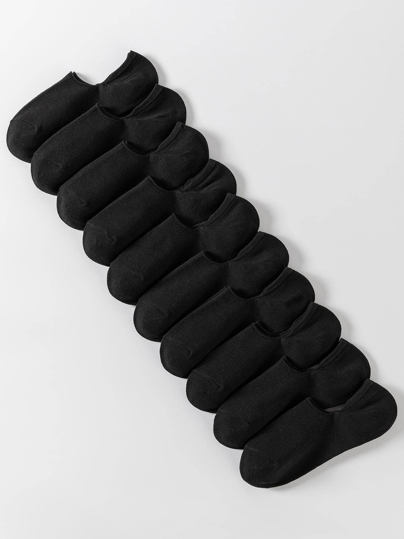 10pairs Women Solid Casual Invisible Socks For Daily Life - Black - View 1