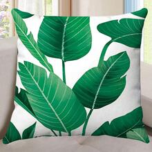 4入組熱帶樹葉印花靠墊套無填充物，聚酯裝飾抱枕套適用於客廳，家居裝飾 - 黑色 - 查看 7