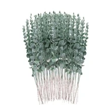 6/12 cái Cây nhân tạo bằng nhựa 38cm, nhánh lá nhân tạo hiện đại để trang trí nhà - Màu xanh Ô liu - Xem 3