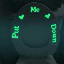1pc Heart Pattern Glow In The Dark Toilet Lid Decal - Green - View 2