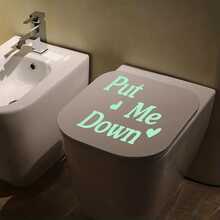 1pc Heart Pattern Glow In The Dark Toilet Lid Decal - Green - View 4