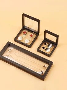 1 PC Nhựa Trang Sức Lưu Trữ Đồ, Tối Giản Rõ Ràng Nhiều Lưới Trang Sức Hộp Bảo Quản Cho Gia Đình - màu đen - Xem 1