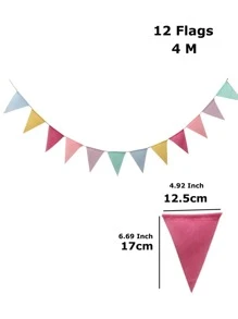 12入組/4M 彩色黃麻亞麻三角旗三角旗生日彩旗橫幅壁掛婚禮節日慶典懸掛橫幅派對花環家居裝飾彩色三角旗 - 彩色 - 查看 3