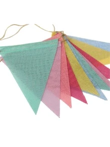 12入組/4M 彩色黃麻亞麻三角旗三角旗生日彩旗橫幅壁掛婚禮節日慶典懸掛橫幅派對花環家居裝飾彩色三角旗 - 彩色 - 查看 8