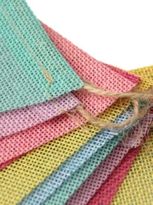 12入組/4M 彩色黃麻亞麻三角旗三角旗生日彩旗橫幅壁掛婚禮節日慶典懸掛橫幅派對花環家居裝飾彩色三角旗 - 彩色 - 查看 6