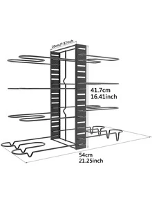 8-layers Pan Organizer Rack With 3 Diy Methods, Adjustable Cabinet Pan Storage For Kitchen Organization And Storage Of Pan, Lid And Pot Rack Organizer, Thick Iron Art Pan Rack For Cabinet Organizer - Black - View 2