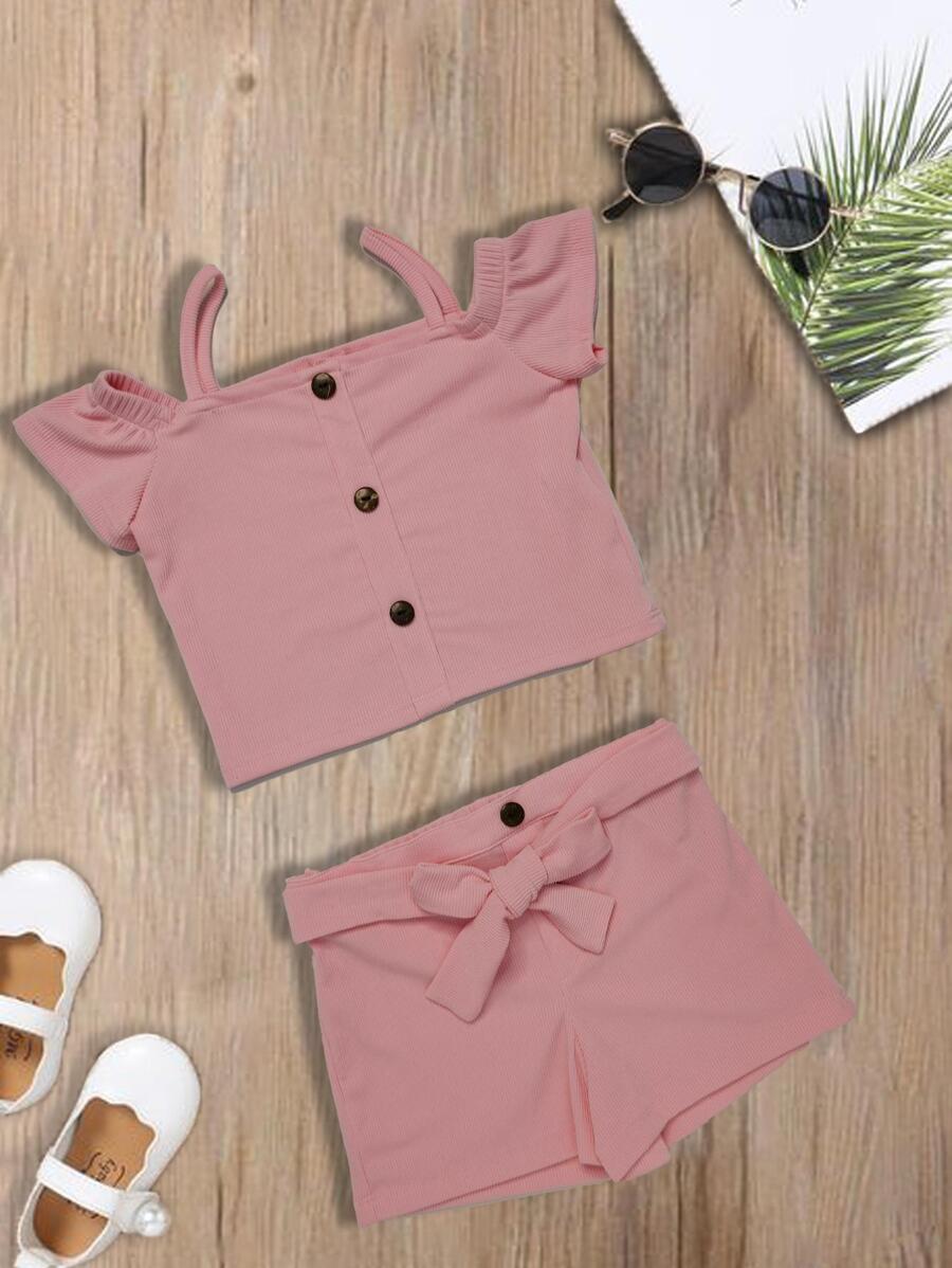CONJUNTO PARA NIÑA, BLUSA Y SHORT - Rosa - Ver 1