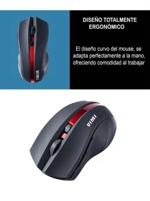 Mouse Optico Inalambrico Ergonomico Portatil Usb Laptop Pc - Rojo - Ver 2