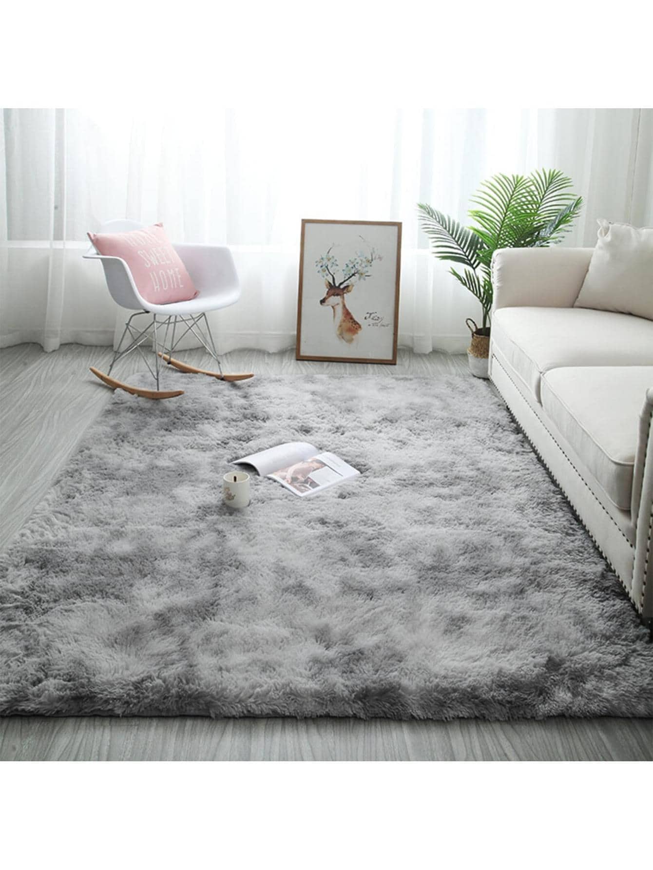 Decorative Rug 200 X 120 Cm Living Room And Bedroom - 淺灰色 - 查看 1