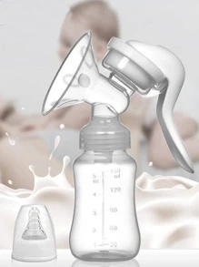 Extractor de Leche Manual, Sacaleches de Masaje Suave con Un Biberón y Dos Bolsas de Almacenamiento de Leche Maternal, Portátil y Conveniente Herramientas de Lactancia - Blanco - Ver 1