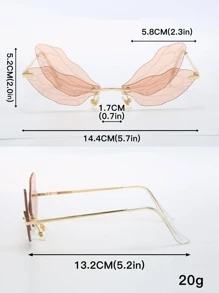 女士蝴蝶設計太陽眼鏡適合派對 - 香檳色 - 查看 4