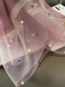 1pc Faux Silk & Faux Pearl Decor Women's Scarf, Shawl, Headscarf, Suitable For Daily Wear Elegant Bandana,Hair Band,Head Band Ideal For Dressing Up Your Look