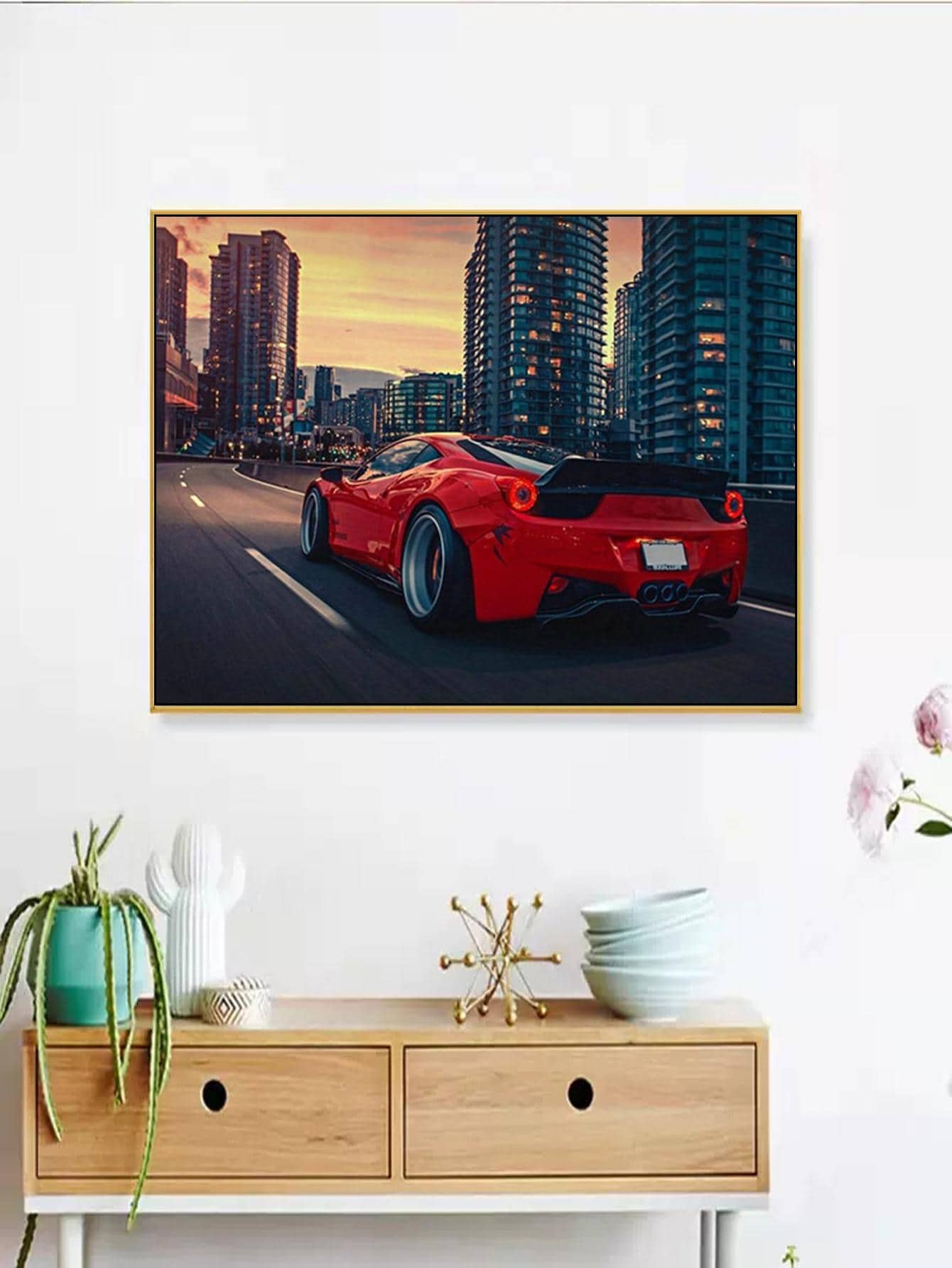 1set ABS DIY Diamond Painting Without Frame, Modern Car Pattern DIY Diamond Unframed Painting For Home Decor, Gift - Multicolor - View 1