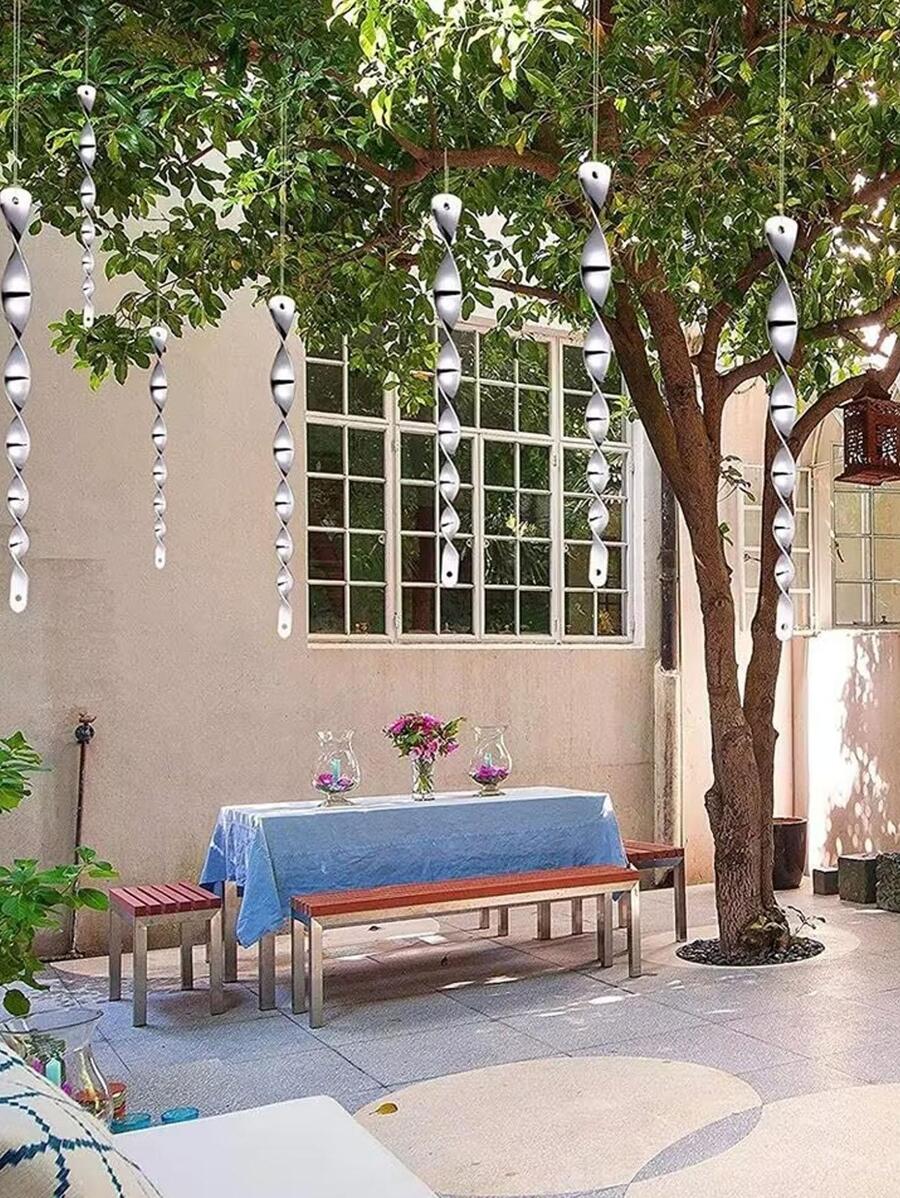 2pcs Mirror Surface Bird Repelling Hanging - Silver - View 1