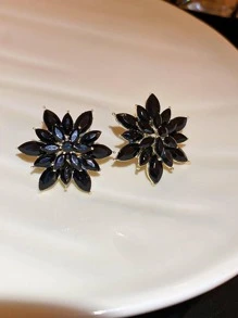 Andkiss Rhinestone Flower Decor Stud Earrings Valentines,Mom,Mother,Mother's Day,Gift