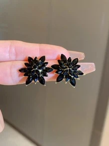Andkiss Rhinestone Flower Decor Stud Earrings Valentines,Mom,Mother,Mother's Day,Gift