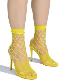 Women's  Mesh Round Toe Single Sole High Heels - Single Round Toe Mesh High Heel For Casual Parties - 青檸色 - 查看 2