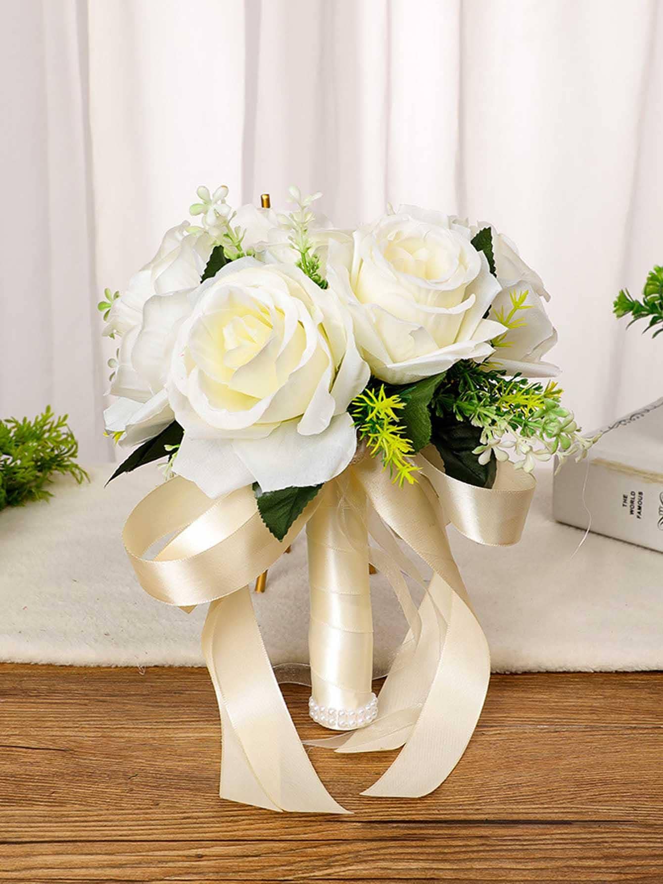 1入組絲帶裝飾花束 - 白色 - 查看 1