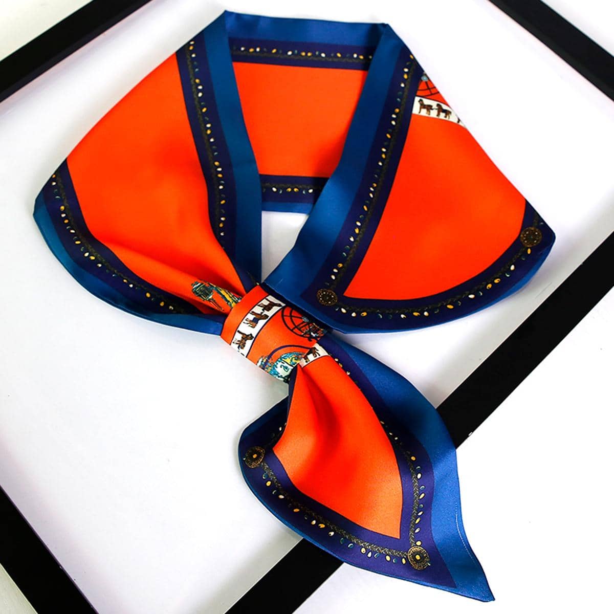 Carriage Pattern Skinny Scarf - Red - View 1