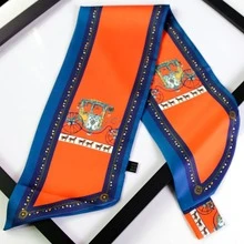 Carriage Pattern Skinny Scarf - Red - View 2