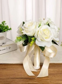 1入組絲帶裝飾花束 - 白色 - 查看 3