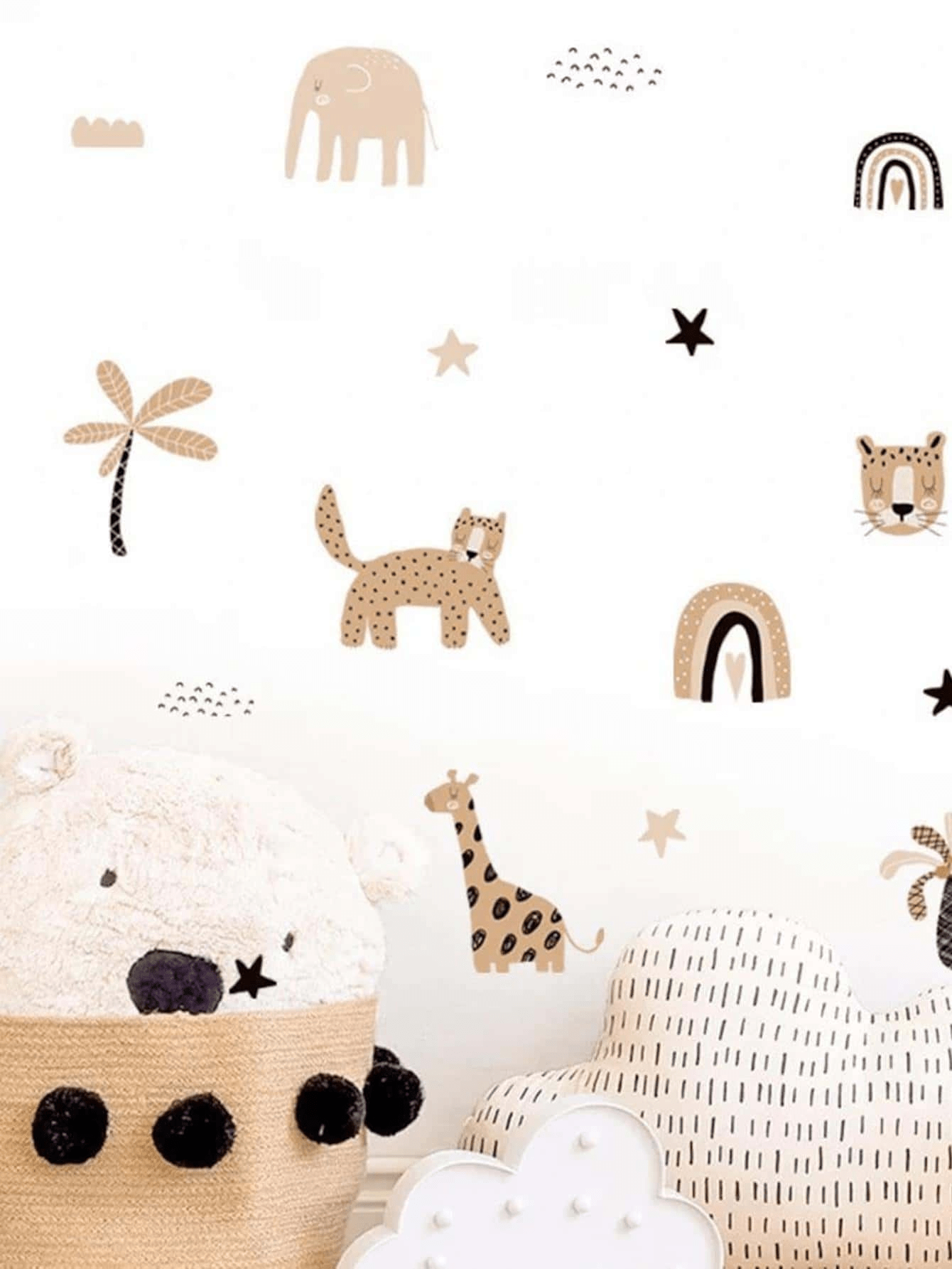 1pc Cartoon Wild Animal Baby Room Wall Sticker Monkey Lion Elephant