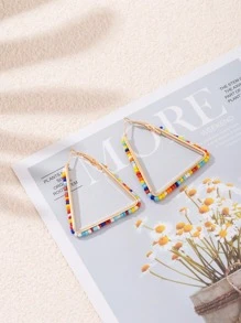 Bông tai hình tam giác trang trí bằng hạt trang trí - Nhiều màu - Xem 1