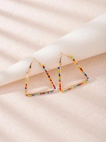 Bông tai hình tam giác trang trí bằng hạt trang trí - Nhiều màu - Xem 3