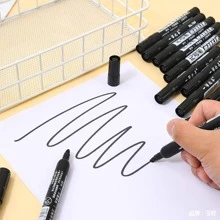 10 piezas unicolor Marcador simple fácil de usar Marcador permanente para escribiendo - Negro - Ver 5