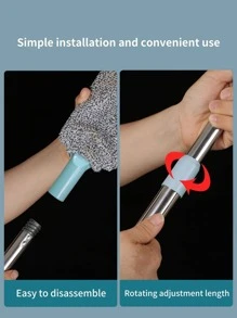 1pc Adjustable Cleaning Duster, Cleaning Brush Retractable Gap Dust Cleaner Under Appliance Microfiber Duster Dust Brush With Extension Pole Cleaning Duster For Bed High Ceilings Furniture Bottom Household Gap Duster - Multicolor - View 4