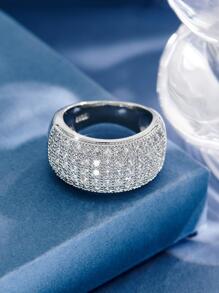 男士方晶鋯石裝飾袖環適合日常裝飾打造時尚外觀 - 銀色 - 查看 2