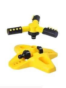 360 Degree Automatic Rotating Triplet Water Sprinkler Irrigation System For Garden Flower Watering - Yellow - View 4