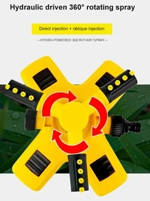 360 Degree Automatic Rotating Triplet Water Sprinkler Irrigation System For Garden Flower Watering - Yellow - View 2