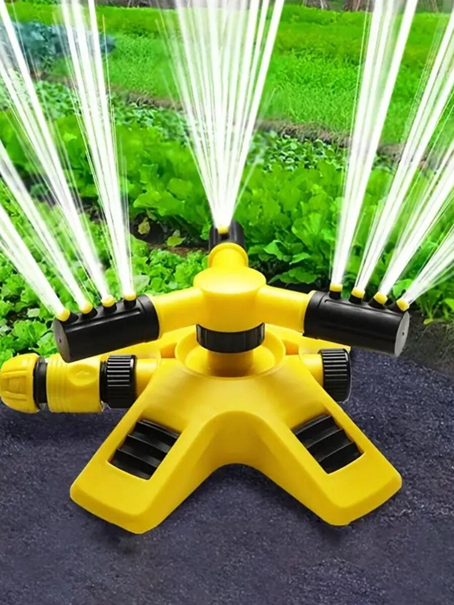 360 Degree Automatic Rotating Triplet Water Sprinkler Irrigation System For Garden Flower Watering - Yellow - View 1
