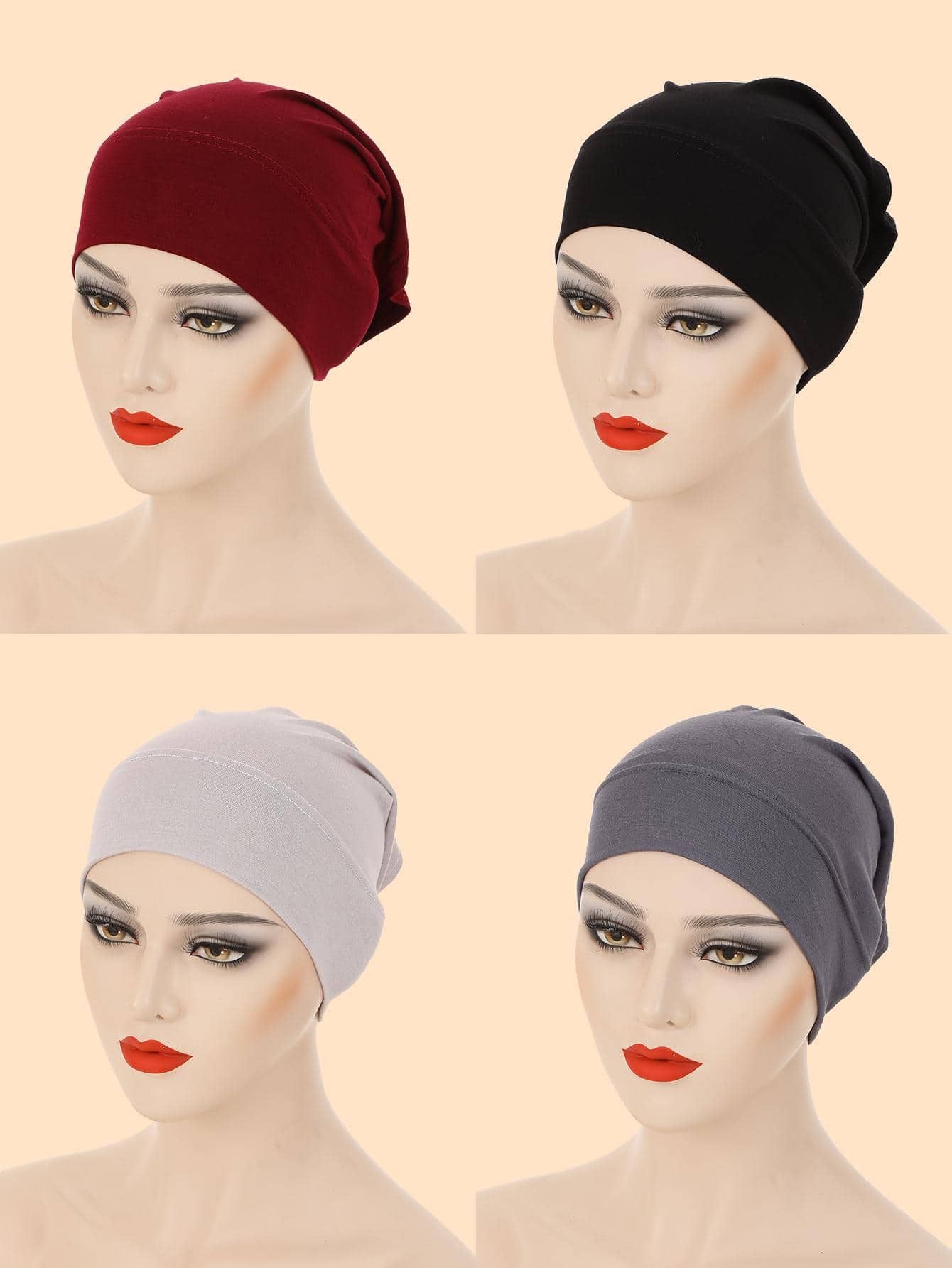 Mũ len chống trượt màu trơn giống lụa thông thường - Nhiều màu - Xem 1